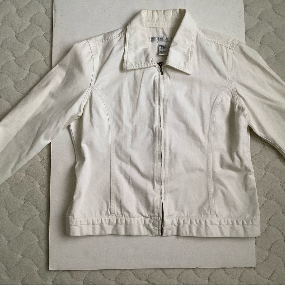 Geoffrey Beene Sport 100% Cotton White Jeans Jacket Size 10